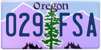 OR license plate 029FSA