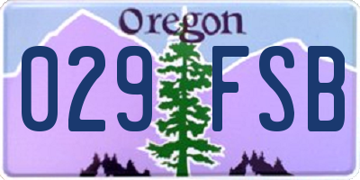OR license plate 029FSB