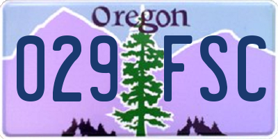 OR license plate 029FSC