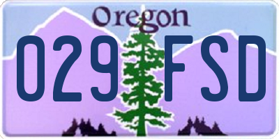 OR license plate 029FSD
