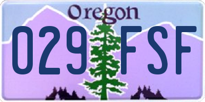 OR license plate 029FSF