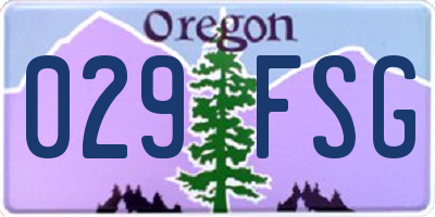 OR license plate 029FSG