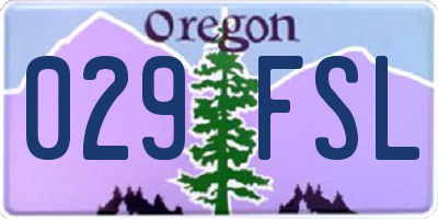 OR license plate 029FSL