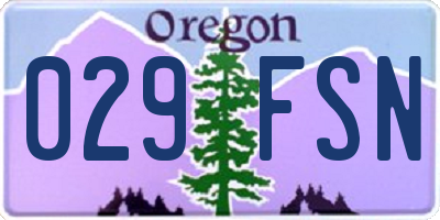 OR license plate 029FSN