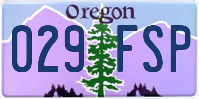 OR license plate 029FSP