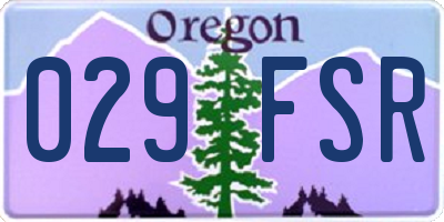 OR license plate 029FSR