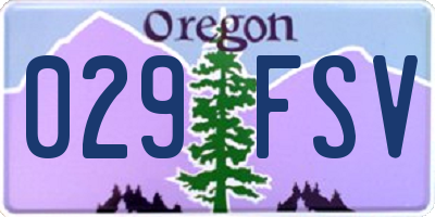 OR license plate 029FSV