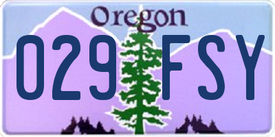 OR license plate 029FSY