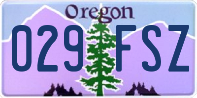 OR license plate 029FSZ