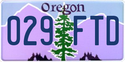 OR license plate 029FTD