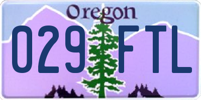 OR license plate 029FTL