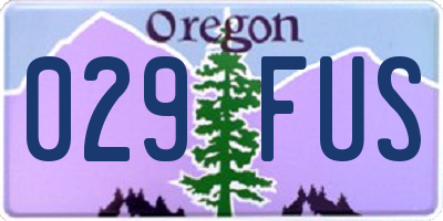 OR license plate 029FUS