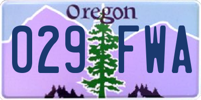 OR license plate 029FWA