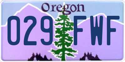 OR license plate 029FWF
