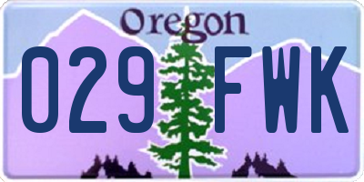 OR license plate 029FWK