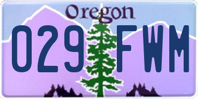 OR license plate 029FWM