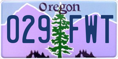 OR license plate 029FWT