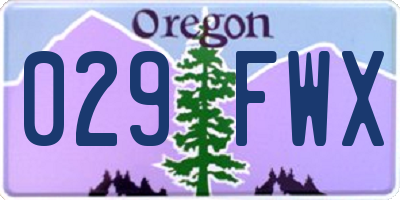 OR license plate 029FWX
