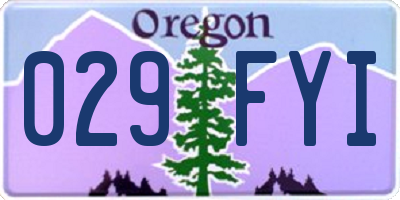 OR license plate 029FYI