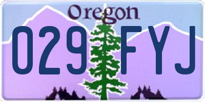 OR license plate 029FYJ