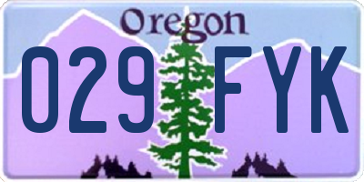 OR license plate 029FYK