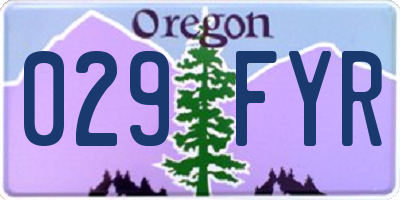 OR license plate 029FYR