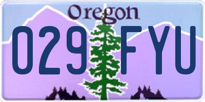 OR license plate 029FYU