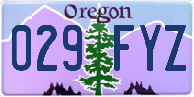 OR license plate 029FYZ