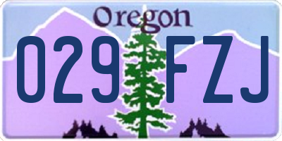 OR license plate 029FZJ