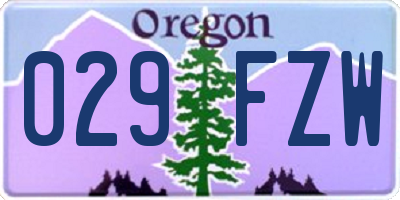 OR license plate 029FZW