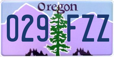 OR license plate 029FZZ