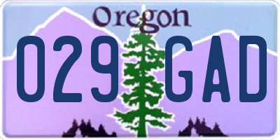 OR license plate 029GAD