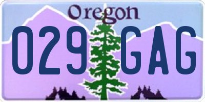 OR license plate 029GAG