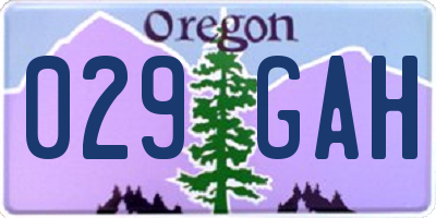 OR license plate 029GAH