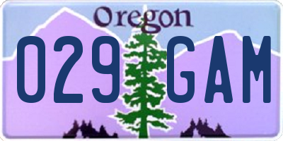 OR license plate 029GAM