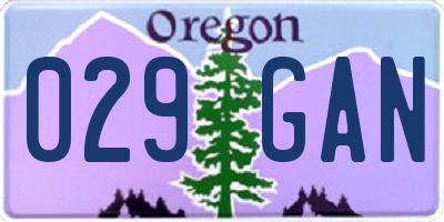 OR license plate 029GAN