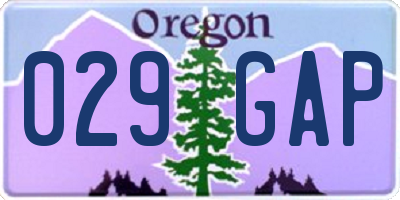 OR license plate 029GAP