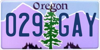 OR license plate 029GAY