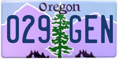 OR license plate 029GEN