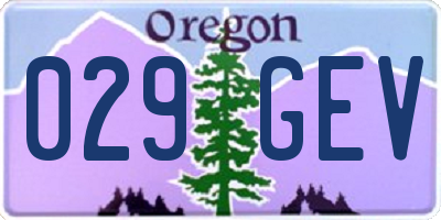 OR license plate 029GEV