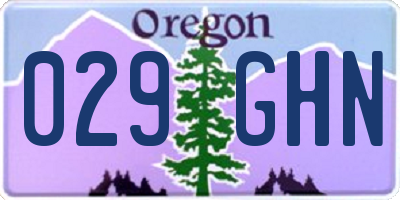 OR license plate 029GHN