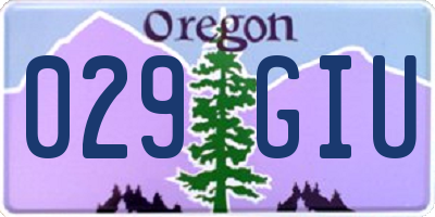 OR license plate 029GIU