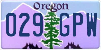 OR license plate 029GPW
