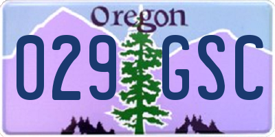 OR license plate 029GSC