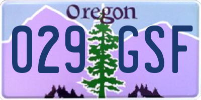 OR license plate 029GSF