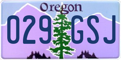 OR license plate 029GSJ