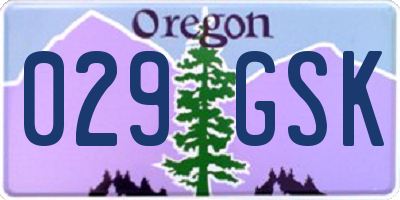 OR license plate 029GSK