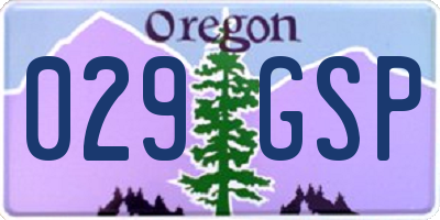 OR license plate 029GSP