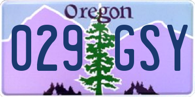 OR license plate 029GSY