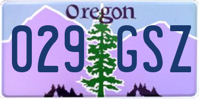 OR license plate 029GSZ
